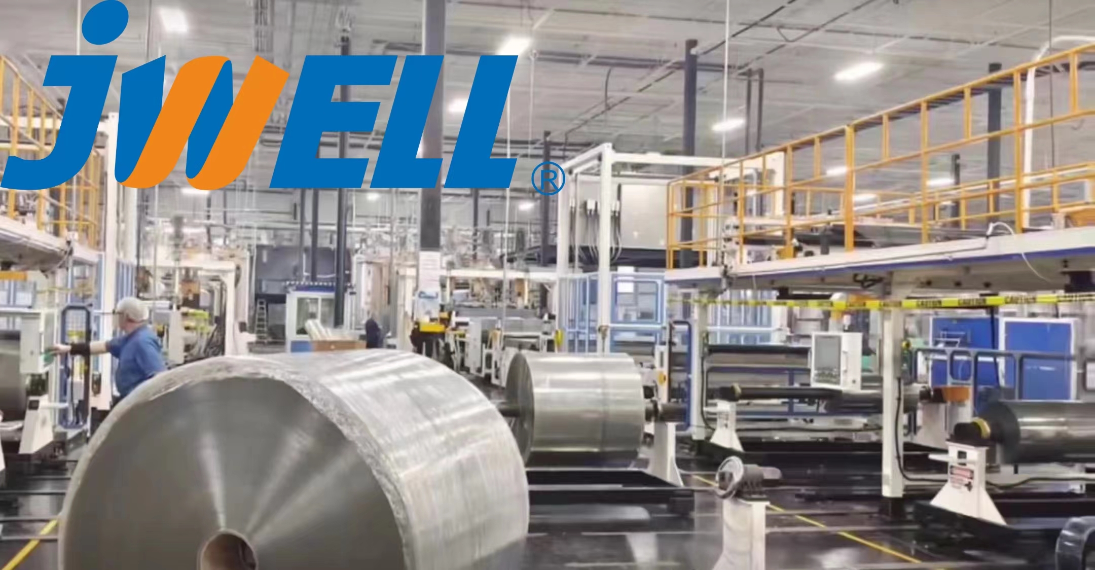 Extrusion line setup showing screw and barrel components